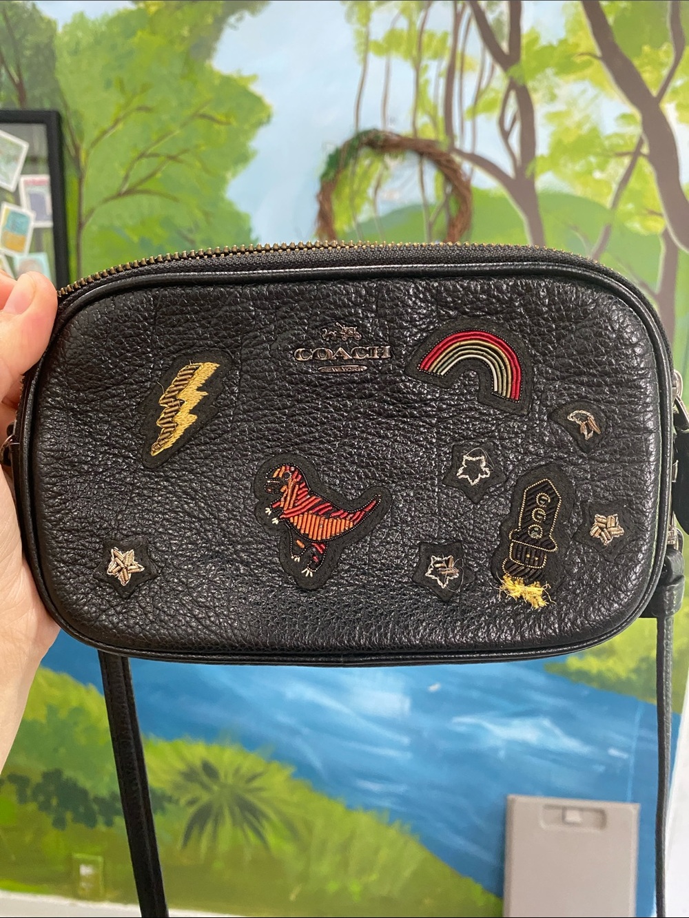Coach Rexy Black Leather Patch Crossbody Bag 2016-2017